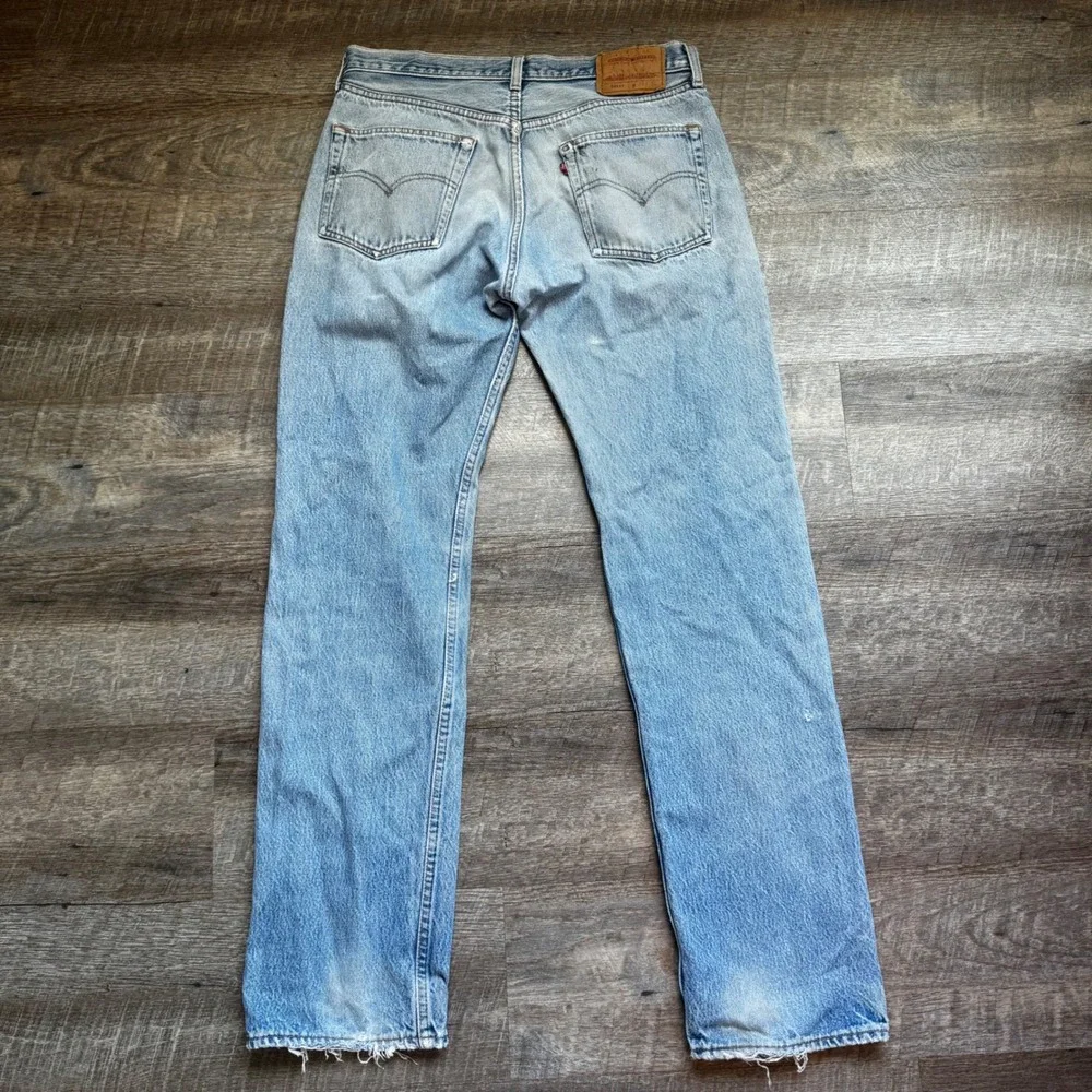 Levi's 501xx Vintage Jeans 33x33 Light Wash Blue Distressed Button Fly Thrashed